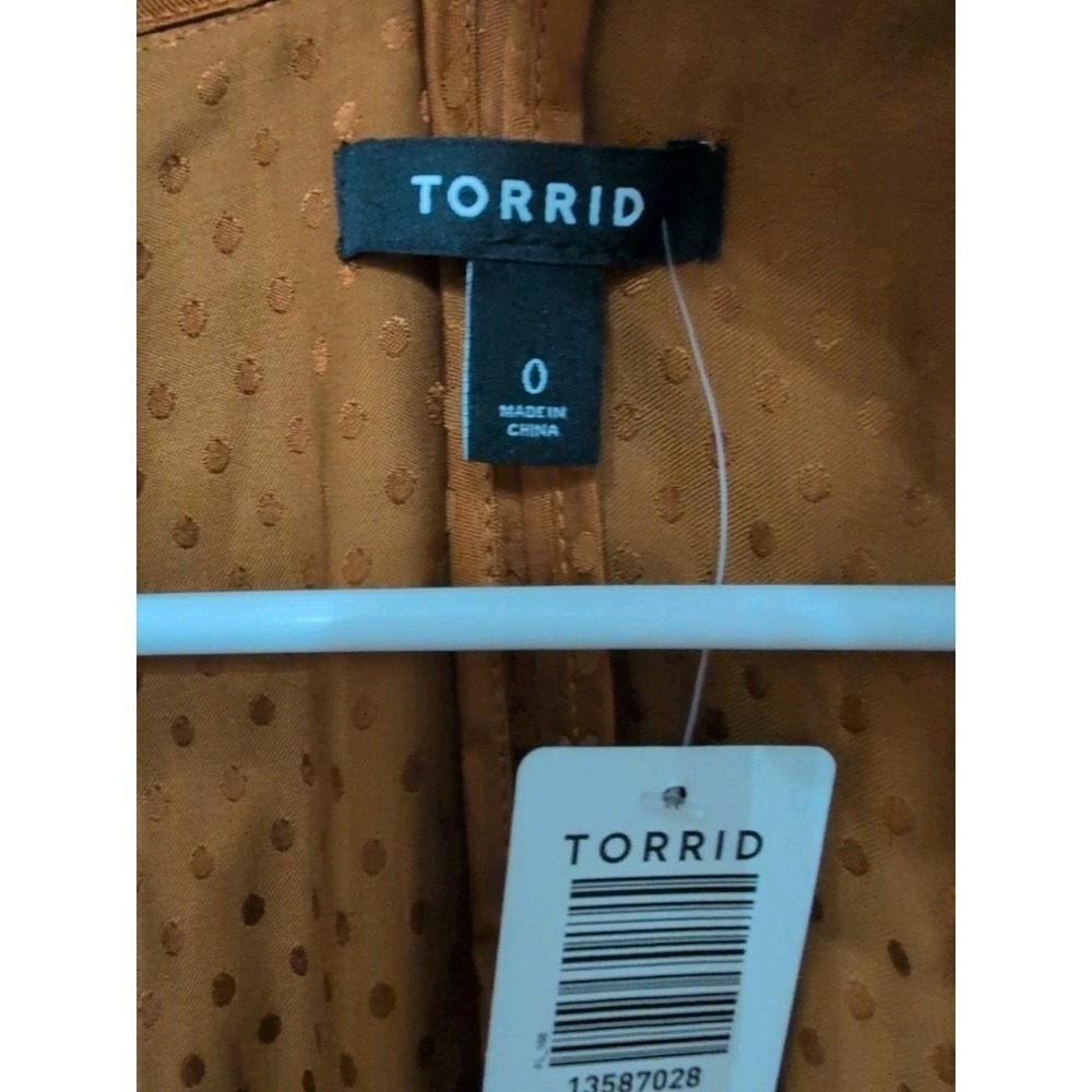 TORRID Copper Jacquard Belted Open Front Long Sleeves Trench Coat Size 0 12‎ NWT - Picture 7 of 9